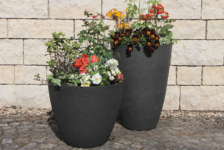 Pflanzkübel 55 cm hoch rund anthrazit – frostsicher & robust