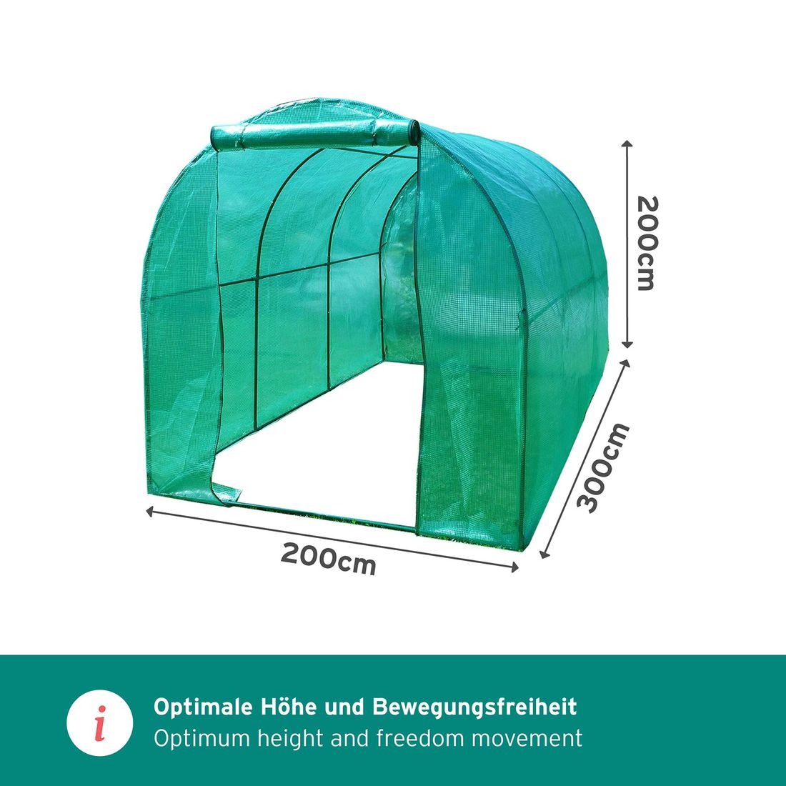 Foliengewächshaus 3x2 m - Treibhaus - Gewächshaus mit 6m² Grundfläche
