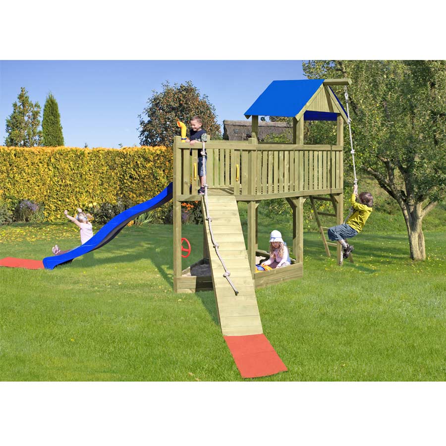 Spielturm Admiral als Schiff mit Rutsche und Klettersteg