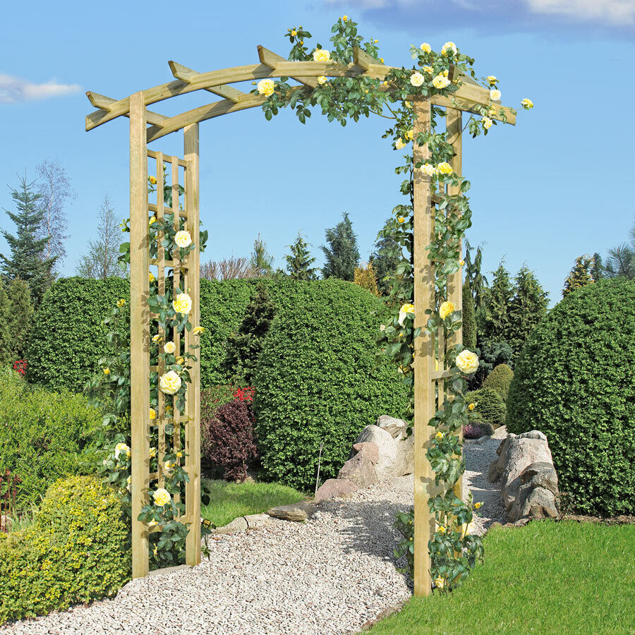 Torbogen Pergola Holzbogen aus Holz KDI mit Rankgitter Rosenbogen Rankhilfe