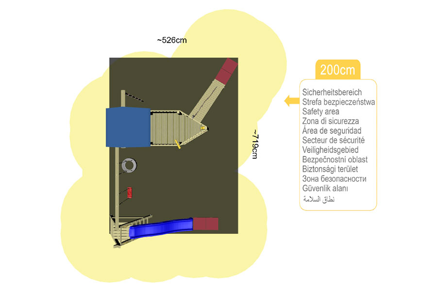 Piratenschiff Holzfuß Spielturm mit Rutsche und Schaukel