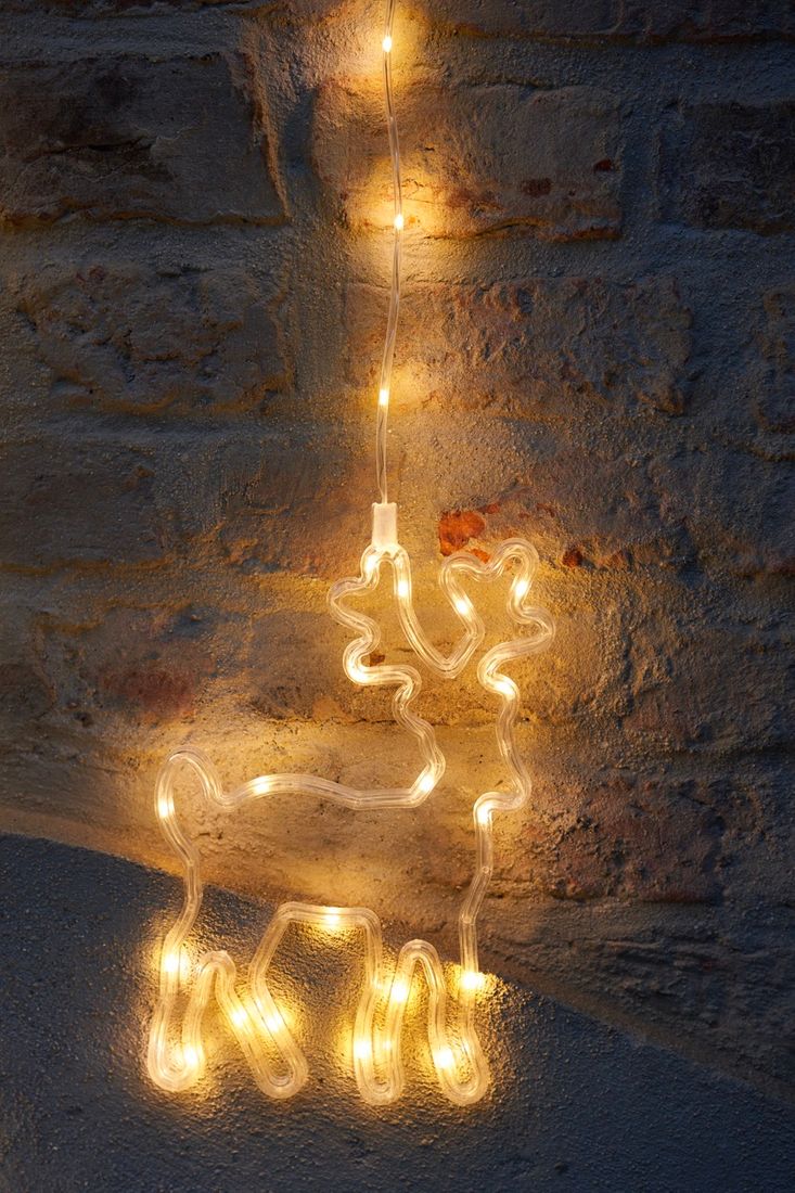 LED-Vorhang Weihnachtsmotive Lichterkette LED warmweiß Fensterdekoration außen innen