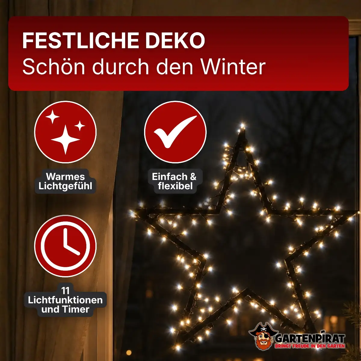 Stern mit 11 Funktionen & Timer
