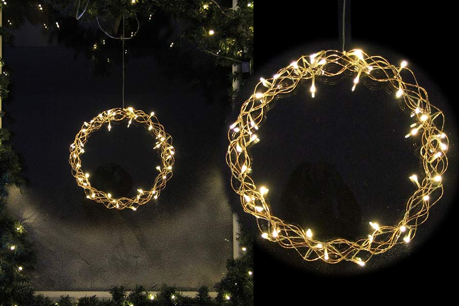 LED-Lichterkränze Kupfer warmweiß mit Timer