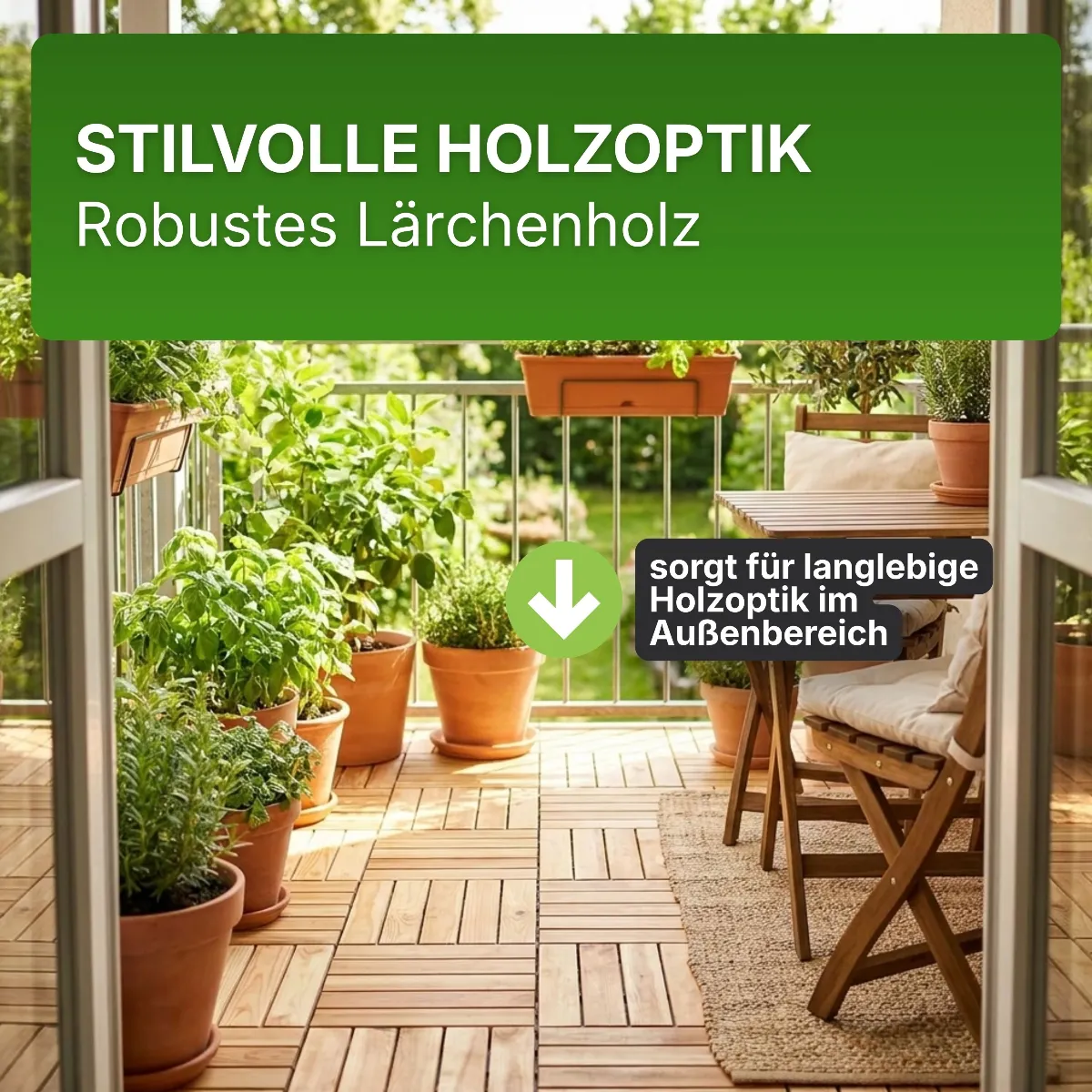 Holzfliese Lärche Natur glatt 50x50 cm Fliese Bodenfliese Terrassenfliese