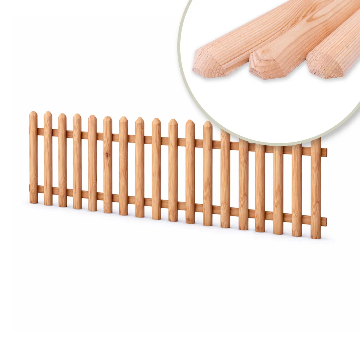 Holzpaket für Gartenzaun Lattenzaun inkl. Schrauben 180 cm breit Lärche natur Typ C 80 cm hoch