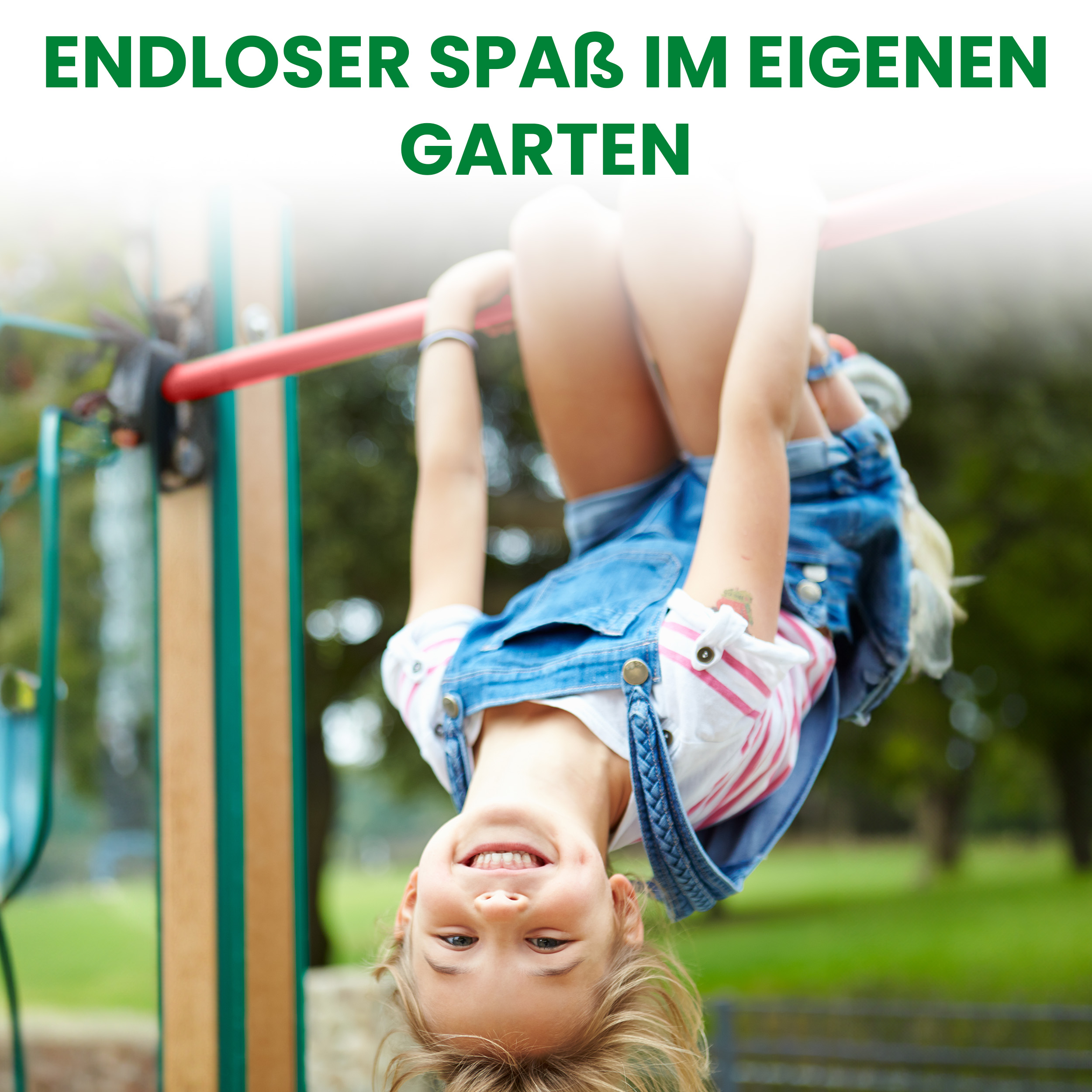 Turnreck aus Kantholz Kiefer imprägniert mit Reckstange rot und  H-Anker