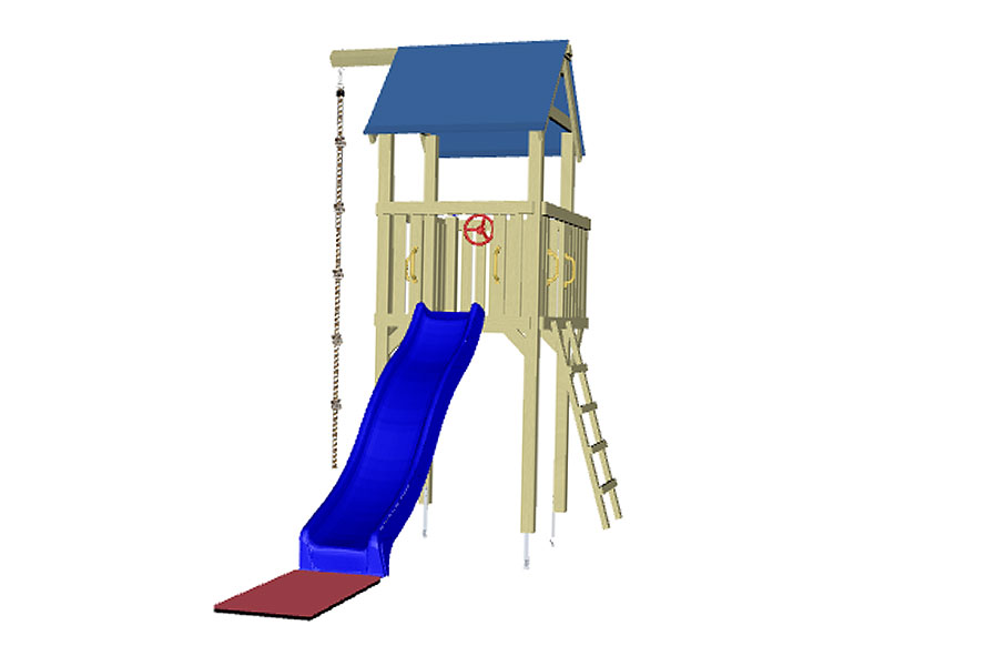 Spielturm Eroberer 118x118x350 cm mit Rutsche 300 cm