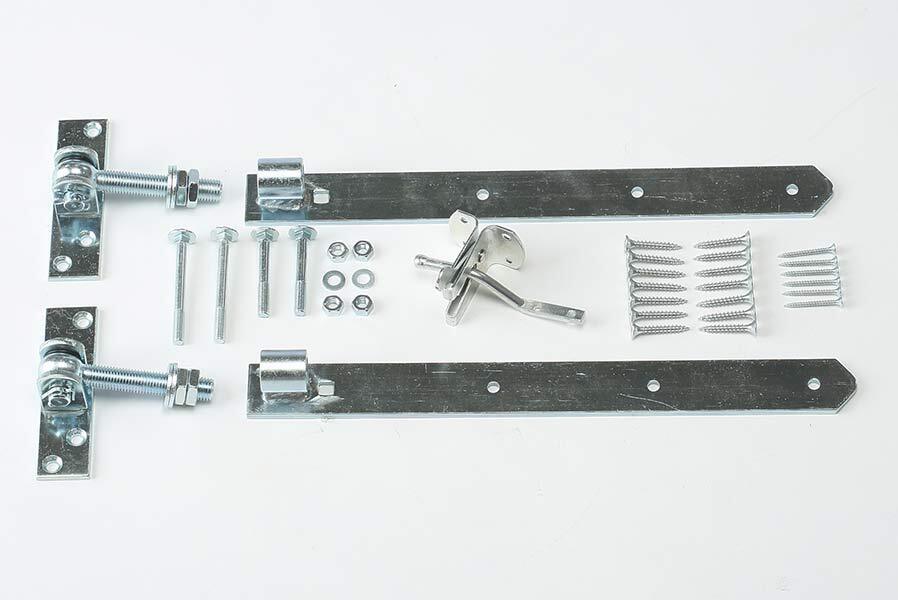 Torbeschläge verzinkt Gartentor-Set mit 2x Torband verstellbar Gartentorfalle