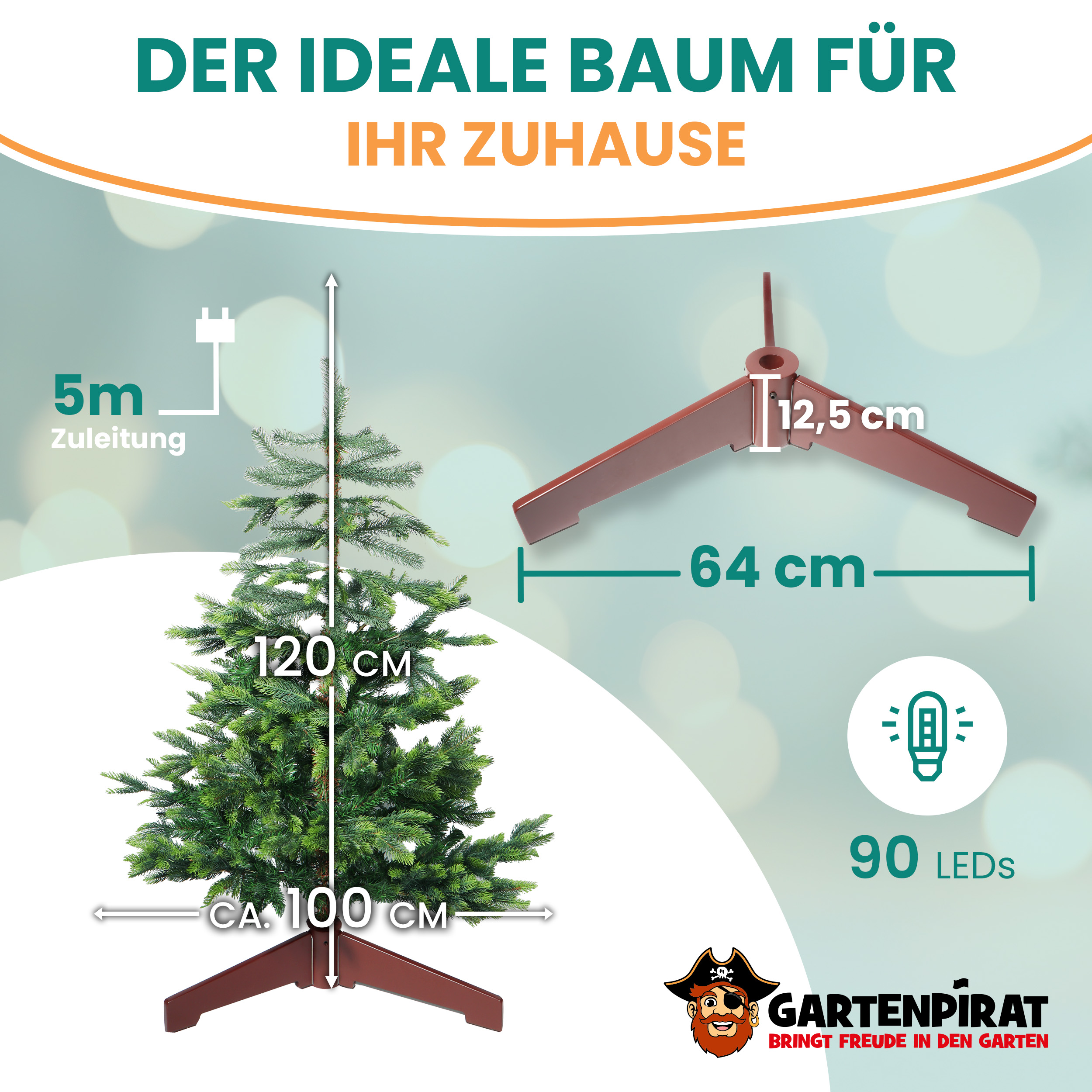 BonTree Fichte künstlicher Weihnachtsbaum mit LED Christbaum Komfort Set