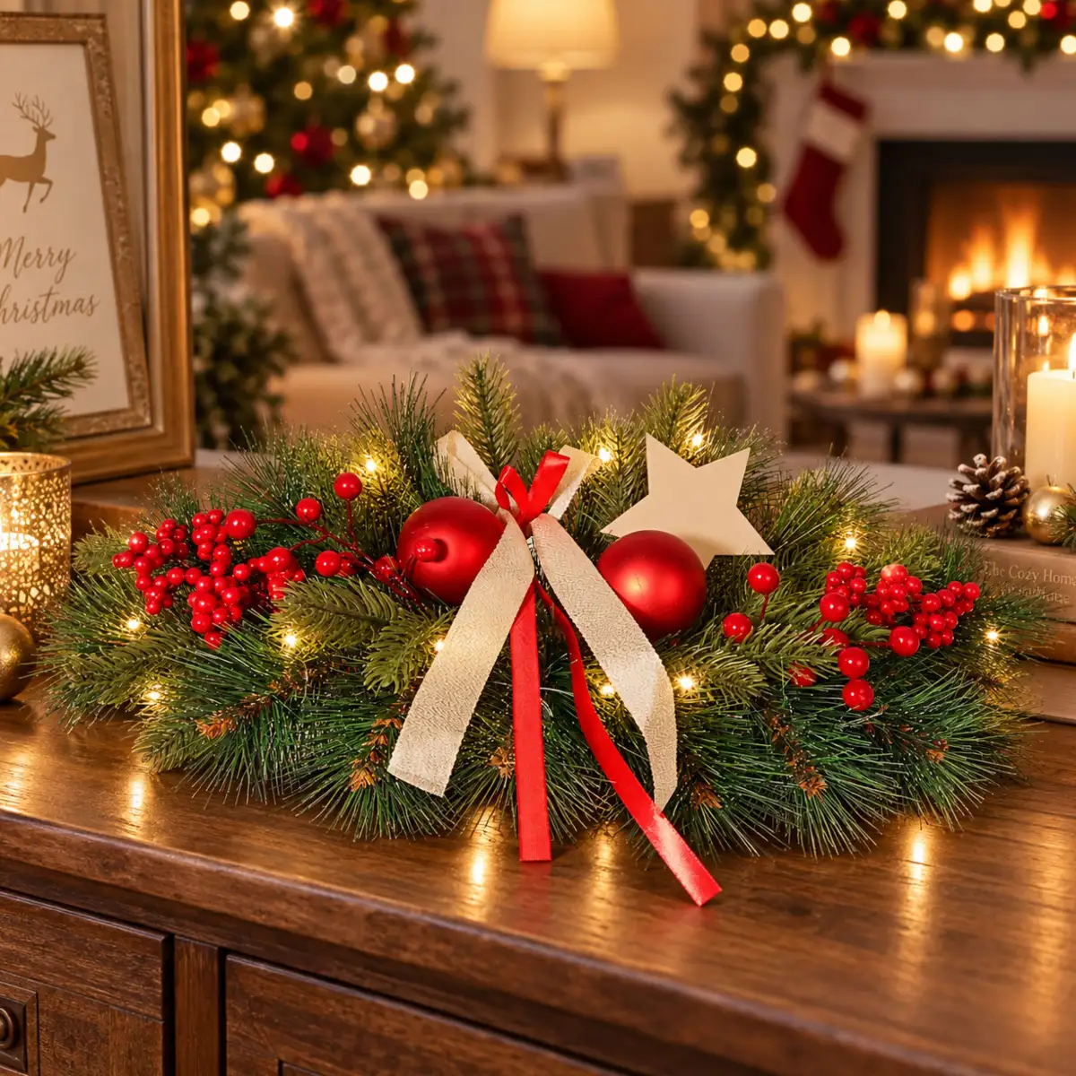 Adventsgesteck mit Beleuchtung