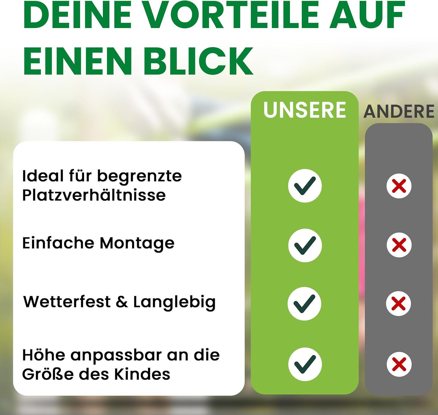 Turnreck aus Rundholz mit Reckstange rot Kletterstange Turnstange für draußen