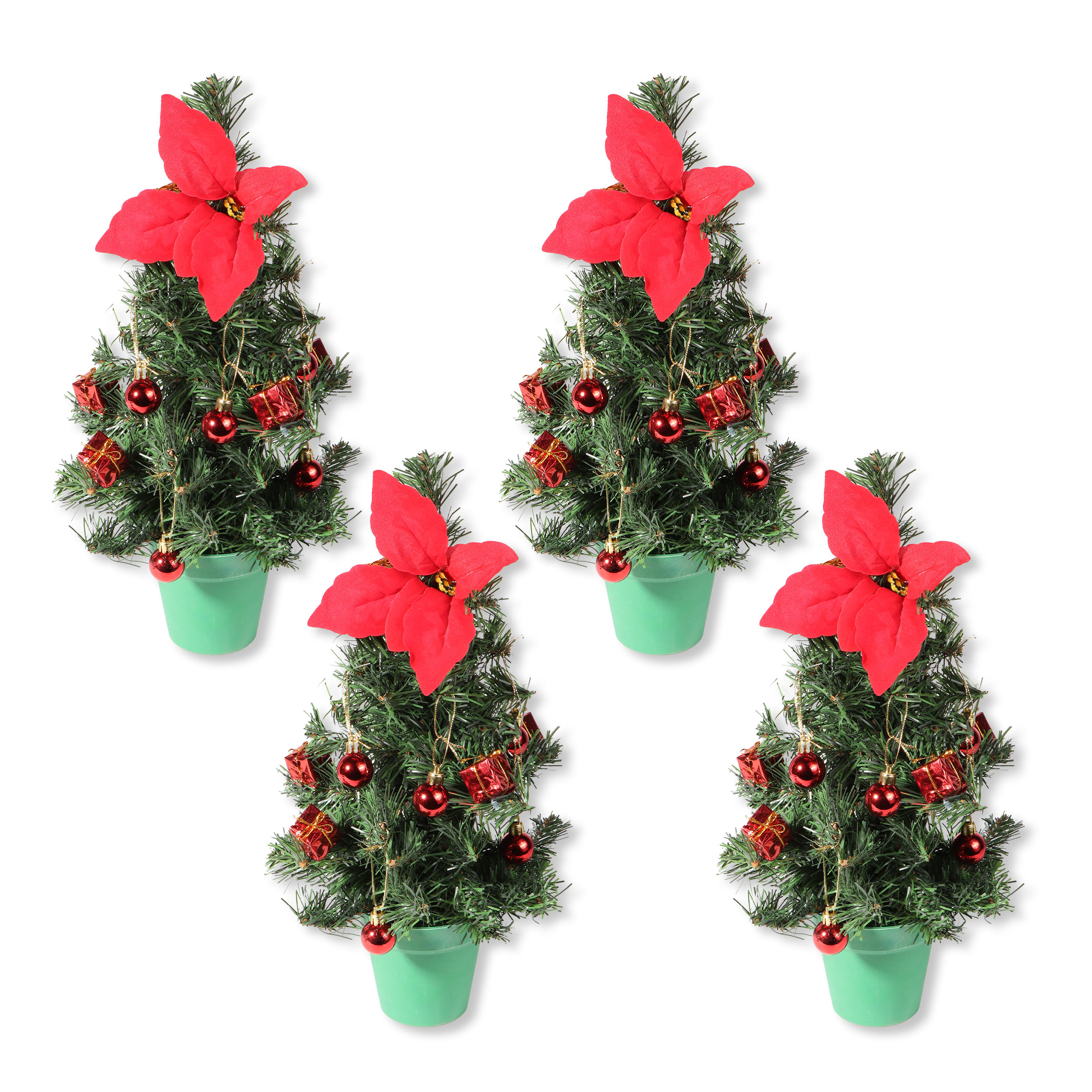 Künstlicher Mini-Weihnachtsbaum mit roten Kugeln – Perfekt für Deko