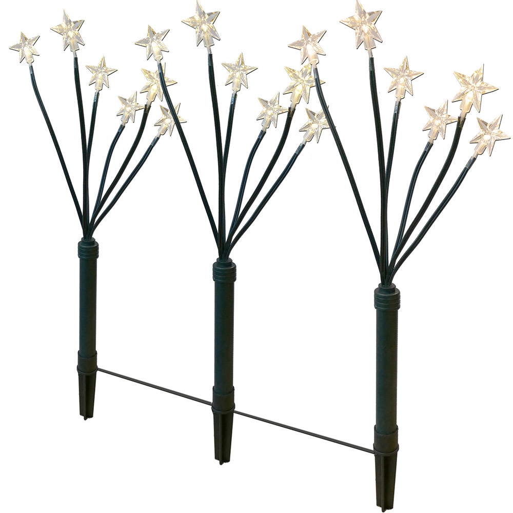 LED-Sternenleuchtstäbe 3-er Set LED warmweiß Gartenbeleuchtung