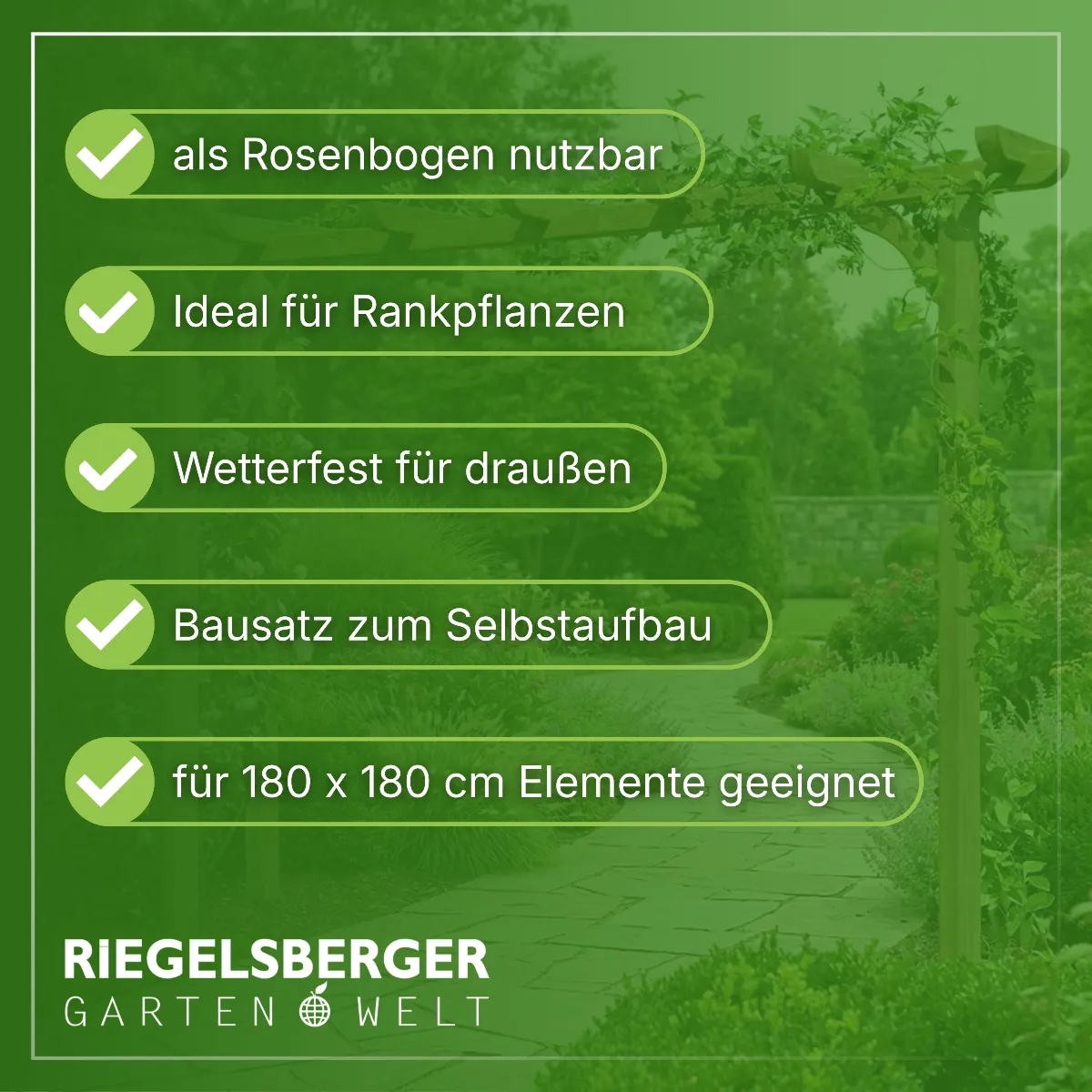 Pergola aus Holz 450 cm lang Torbogen Rankhilfe Rankgerüst Blumenbogen Spalier Rosenbogen