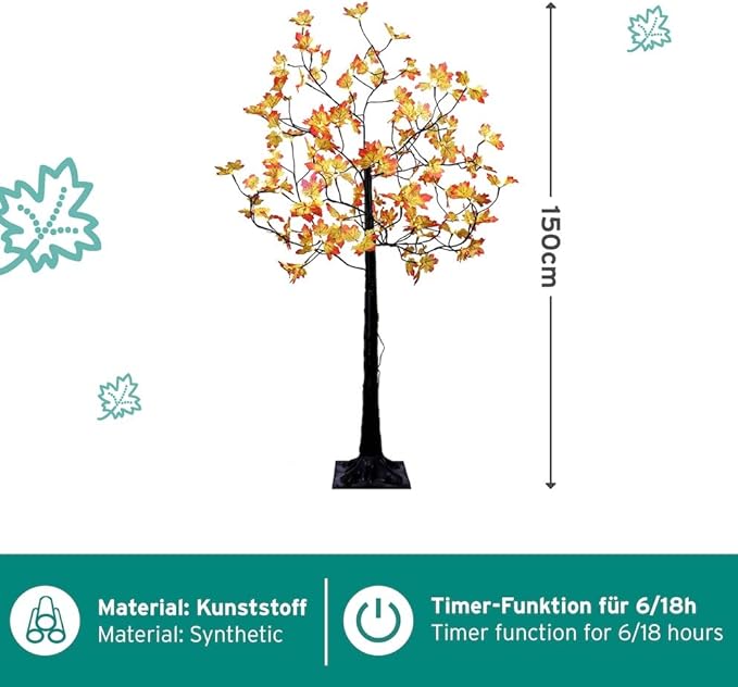 LED-Leuchtbaum Jährliche Dekoration mit Ahorn-Blätter warmweiß innen außen 