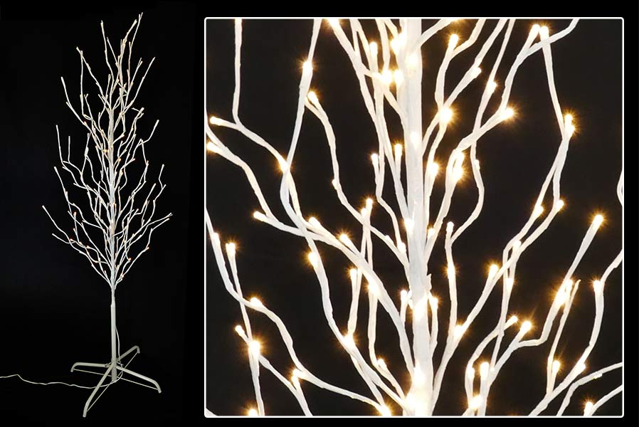 Festliche LED-Lichterbaum Birke 160 cm mit 200 warmweißen LEDs für innen und außen
