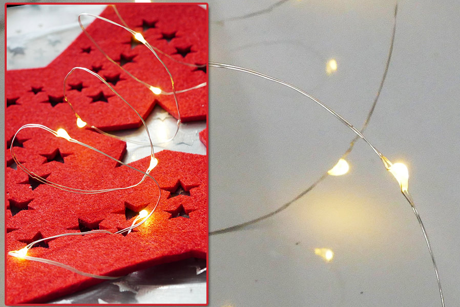 Batterie-Licherkette 100 cm 10 LED mit Silberdraht Micro-LED