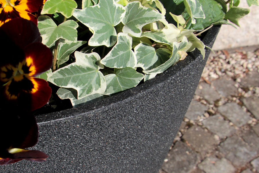 Pflanzkübel Ø 40 Höhe 55 cm rund aus Kunststoff Steinoptik anthrazit