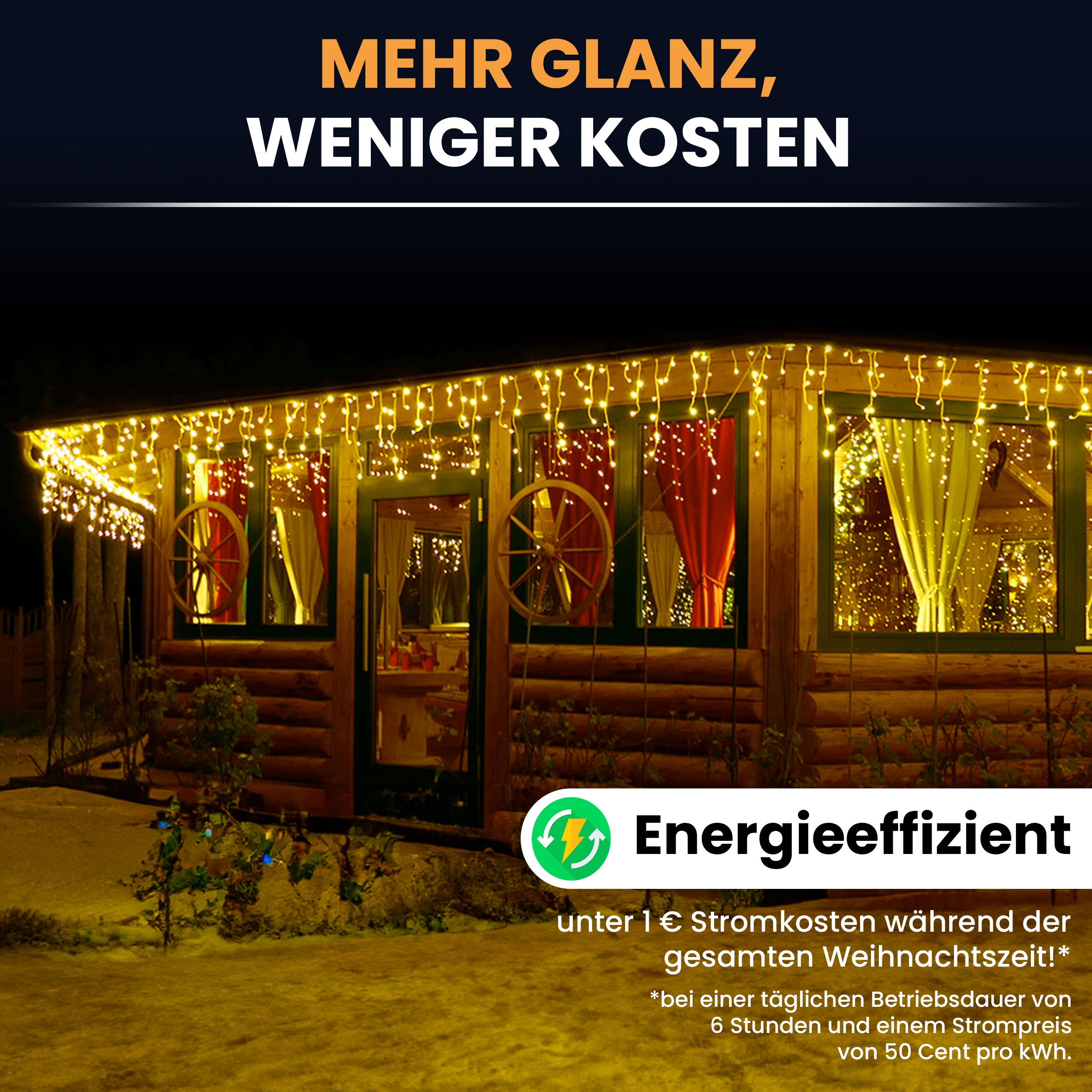 Gartenpirat LED-Eisregen-Lichterkette 6 m bernsteinfarben IP44
