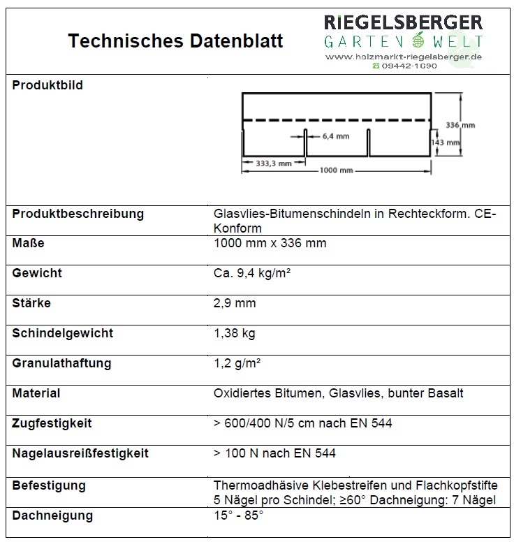 Bitumen Dachschindeln rechteckig 3 m²