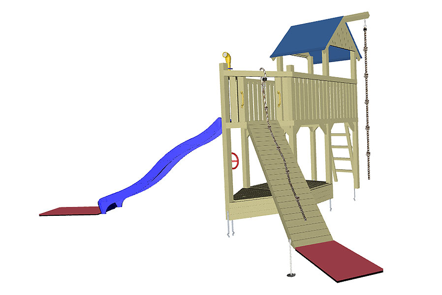 Spielturm Admiral als Schiff mit Rutsche und Klettersteg