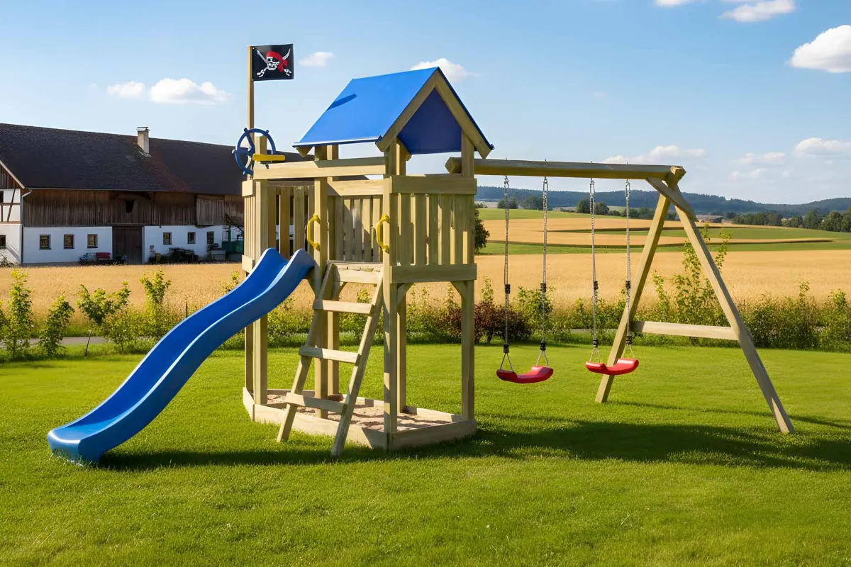 Spielturm Georg Fun mit Doppelschaukel und Podest