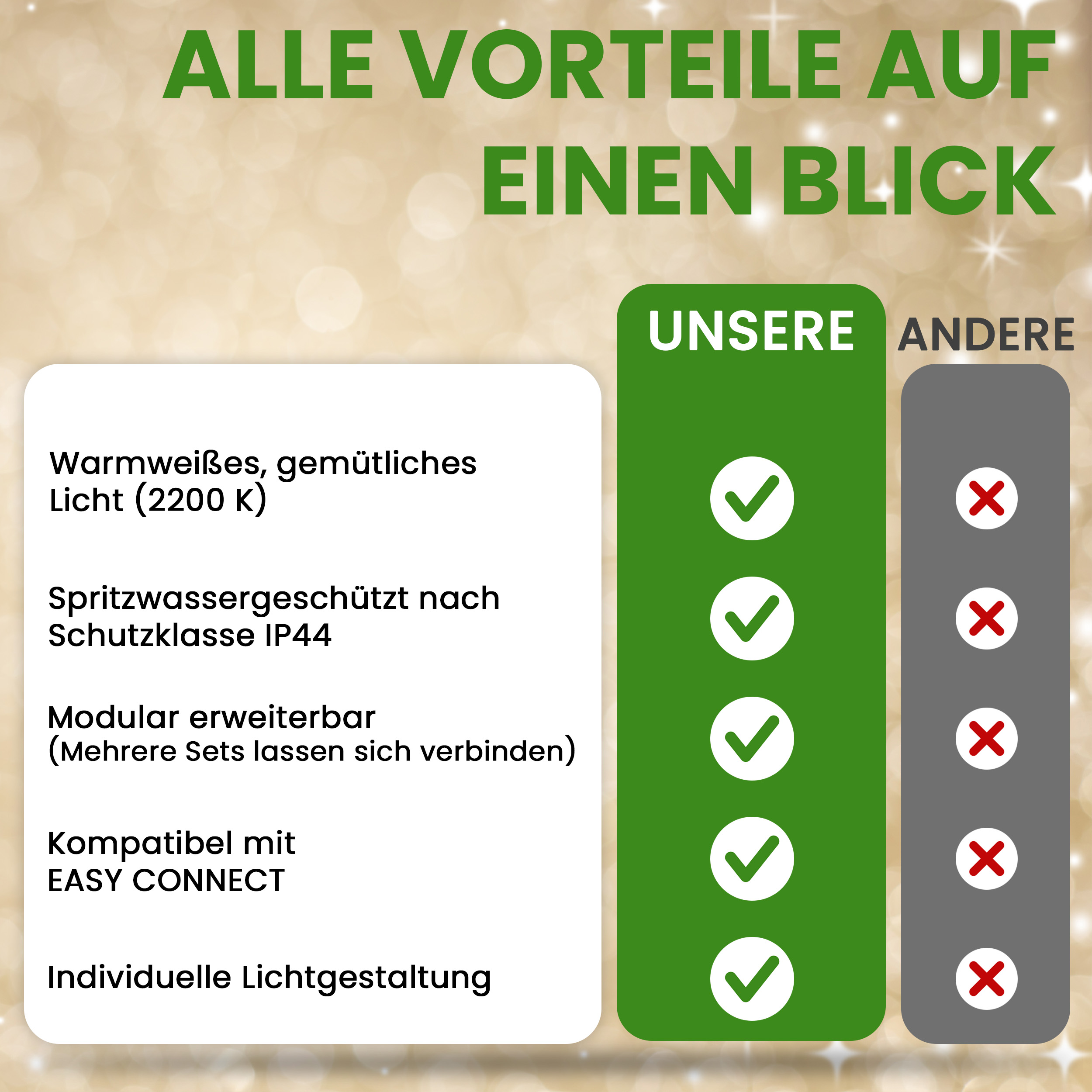 PRO CONNECT Lichtervorhang 75 x 200 cm 60 LED warmweiß - IP44 für innen & außen