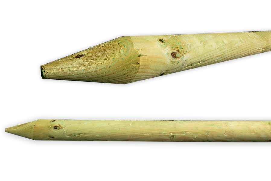 40 St. Baumpfahl 175 cm Holzpfosten angespitzt ø 6 cm runder Pfosten