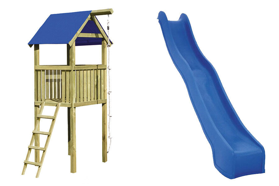 Spielturm Alto mit Sandkasten Höhe 350 cm Kletterturm für den Garten aus Holz 9x9 cm