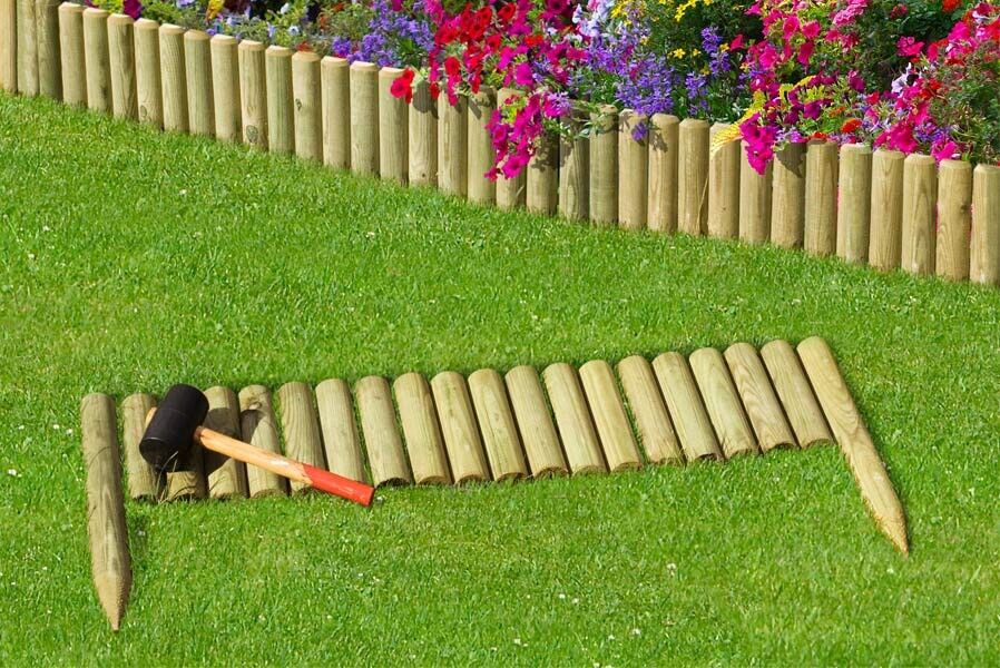 Steckzaun 100 cm aus imprägniertem Holz Zaunhöhe 20 cm für Beetumrandung Beeteinfassung