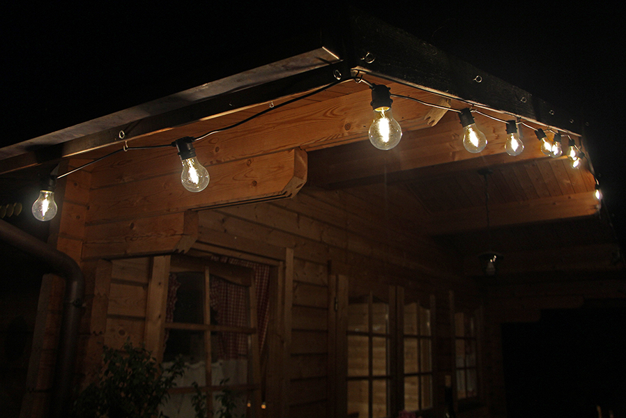 Lichterkette mit 10 Leuchtbirnen LED warmweiß Filament-Glühbirnen Glasbirnen Partybeleuchtung