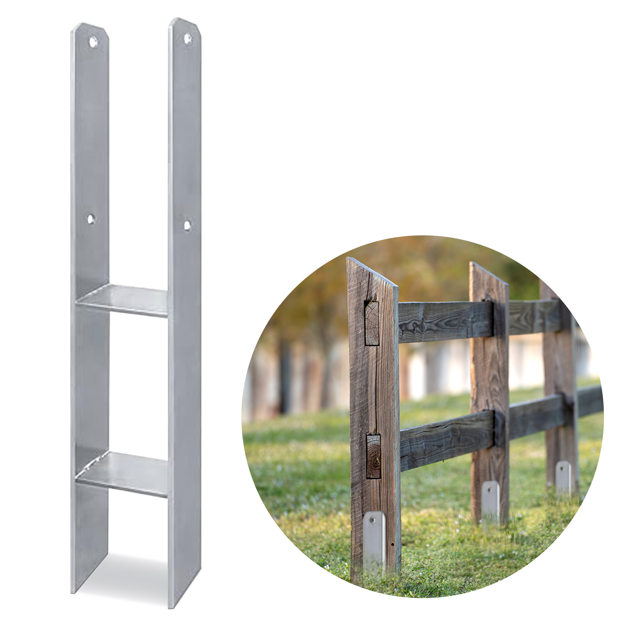 H-Anker verstellbar 600 x 60 x 5 mm für Pfosten von 90 - 140 mm