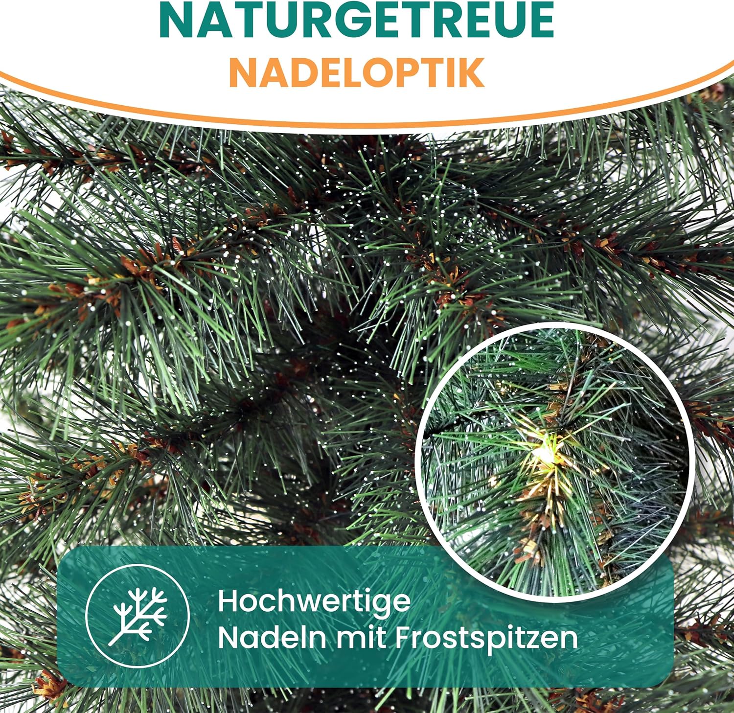 Künstlicher Weihnachtsbaum LED warmweiß kiefernähnlich mit Frosteffekt batteriebetrieben beleuchtet