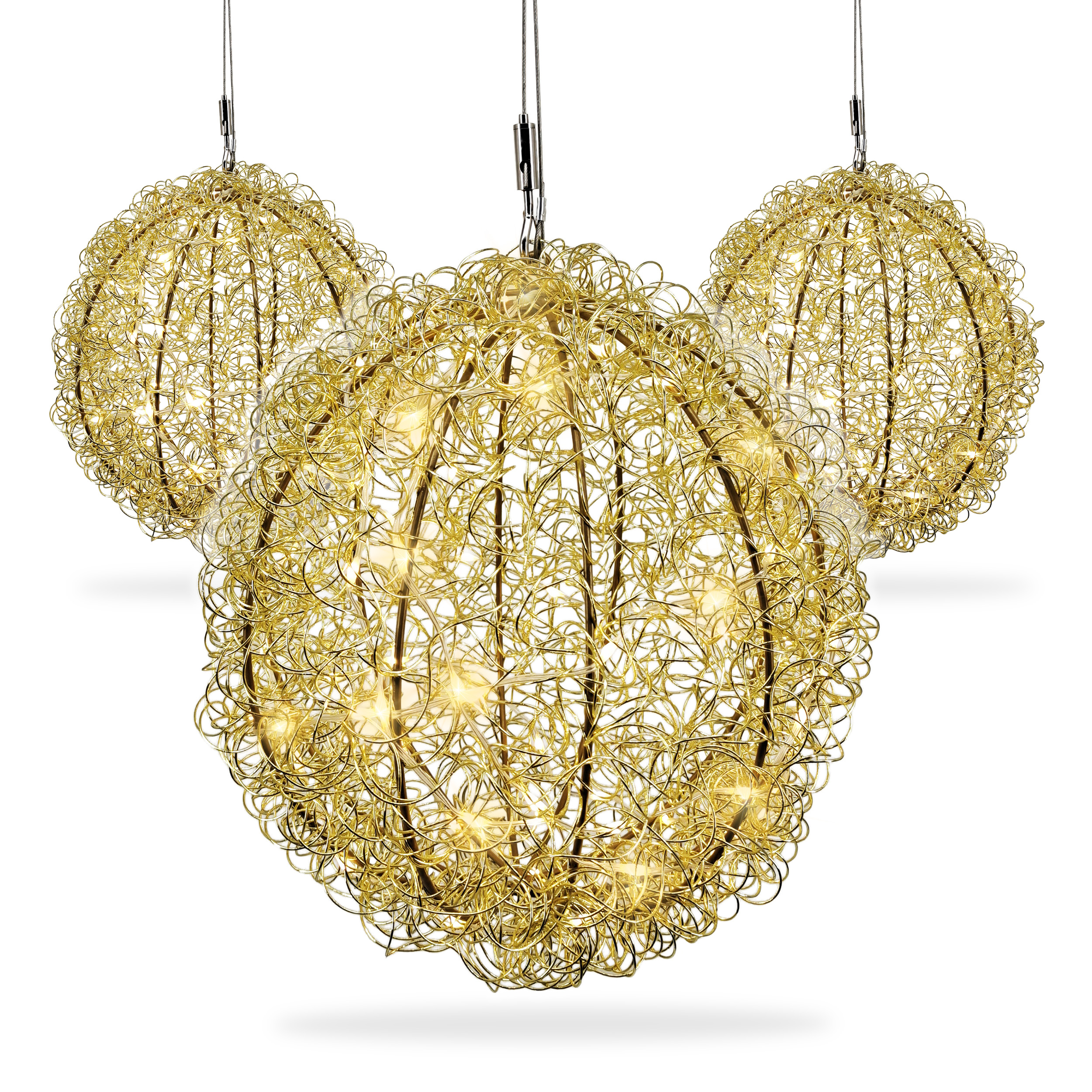 3D Drahtkugel Gold Ø 30 cm mit 80 LED warmweiß Timer-Funktion IP44