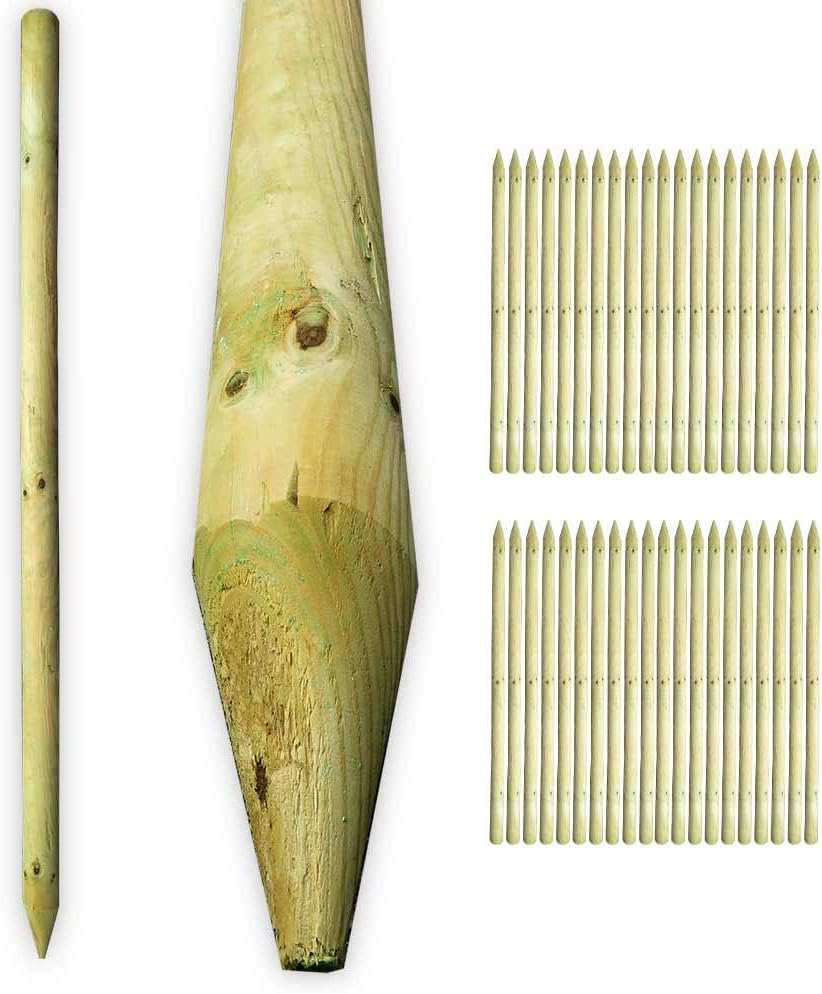 Pfahl Ø 4,6 cm Höhe 150 cm Holzpfahl Kiefer imprägniert Pflanzstab Gartenpfahl Rankhilfe Baumpfahl