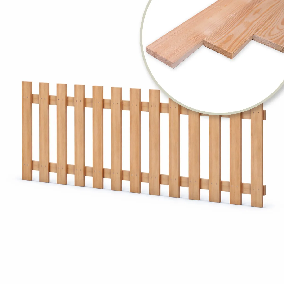Holzpaket für Gartenzaun Lattenzaun inkl. Schrauben 180 cm breit Lärche natur Typ E 100 cm hoch