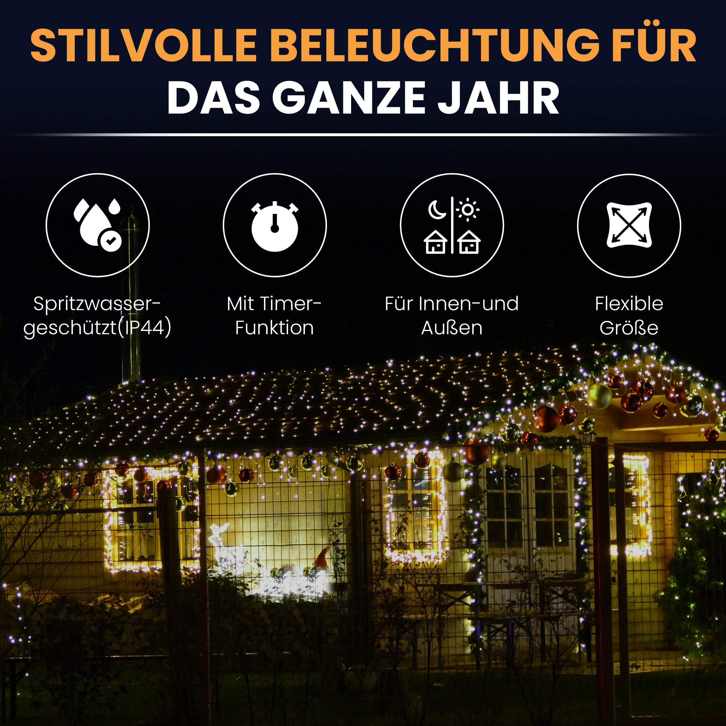 LED-Lichternetz mit Kabel LED Dekoration Beleuchtung Lichterkette