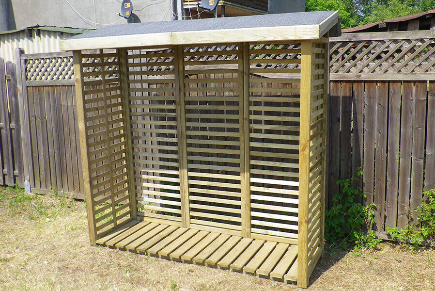 Kaminholzregal 2m³ mit Rückwand aus Holz KDI grün Brennholzlager Holzunterstand B208×T75×H200 cm