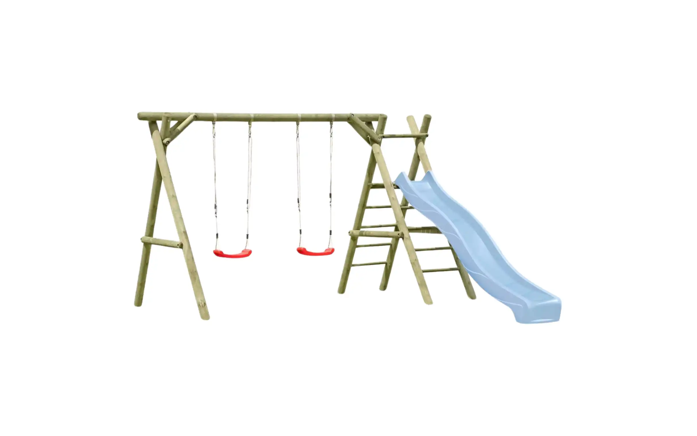 Schaukelgerüst Classic Modell 4.2 aus Holz mit Rutsche, Doppelschaukel und Leiter mit Podest