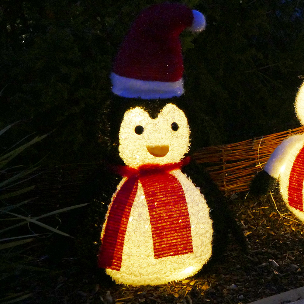 Schneemann 75 cm Beleuchtete Figur LED warmweiß Weihnachtsdeko Gartenfigur