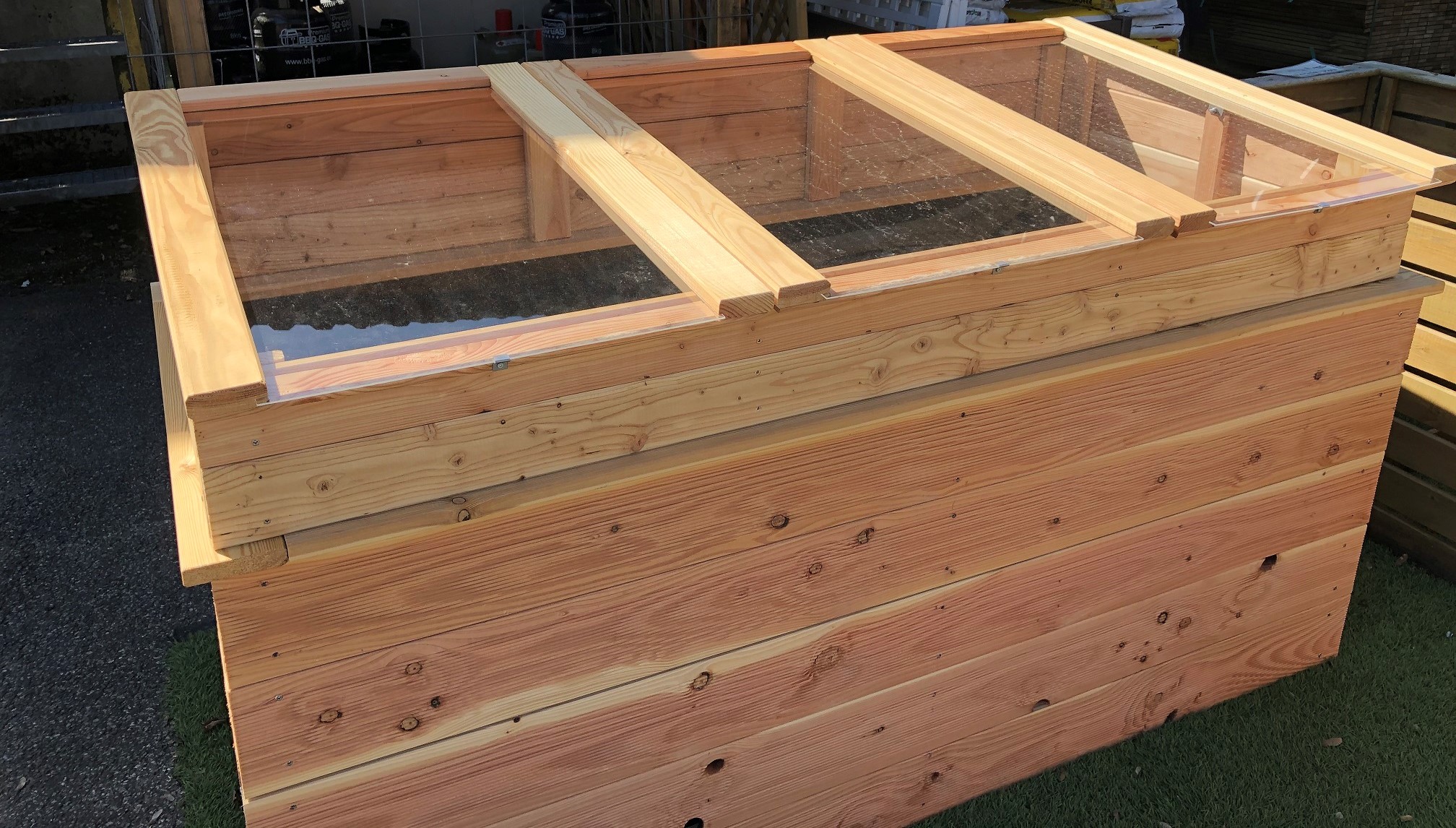 Frühbeet Kräuterbeet 180x80x21/30 cm aus Lärchenholz passend für Hochbeete