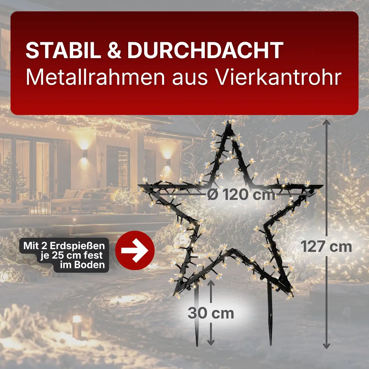 Gartenstern 120 cm mit Erdspießen