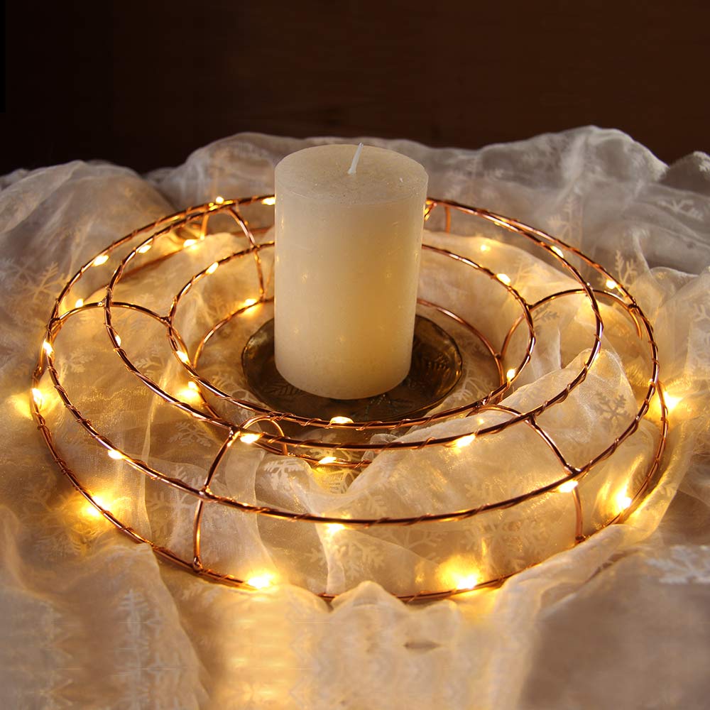 Kranz Ø 30 cm Adventskranz Kupferdraht mit 35 LED warmweiß beleuchtet