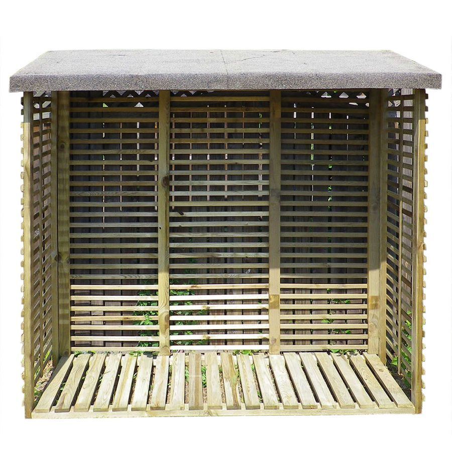 Kaminholzregal 1,8m³ mit Rückwand aus Holz KDI grün Brennholzlager Holzunterstand B188×T69×H183 cm