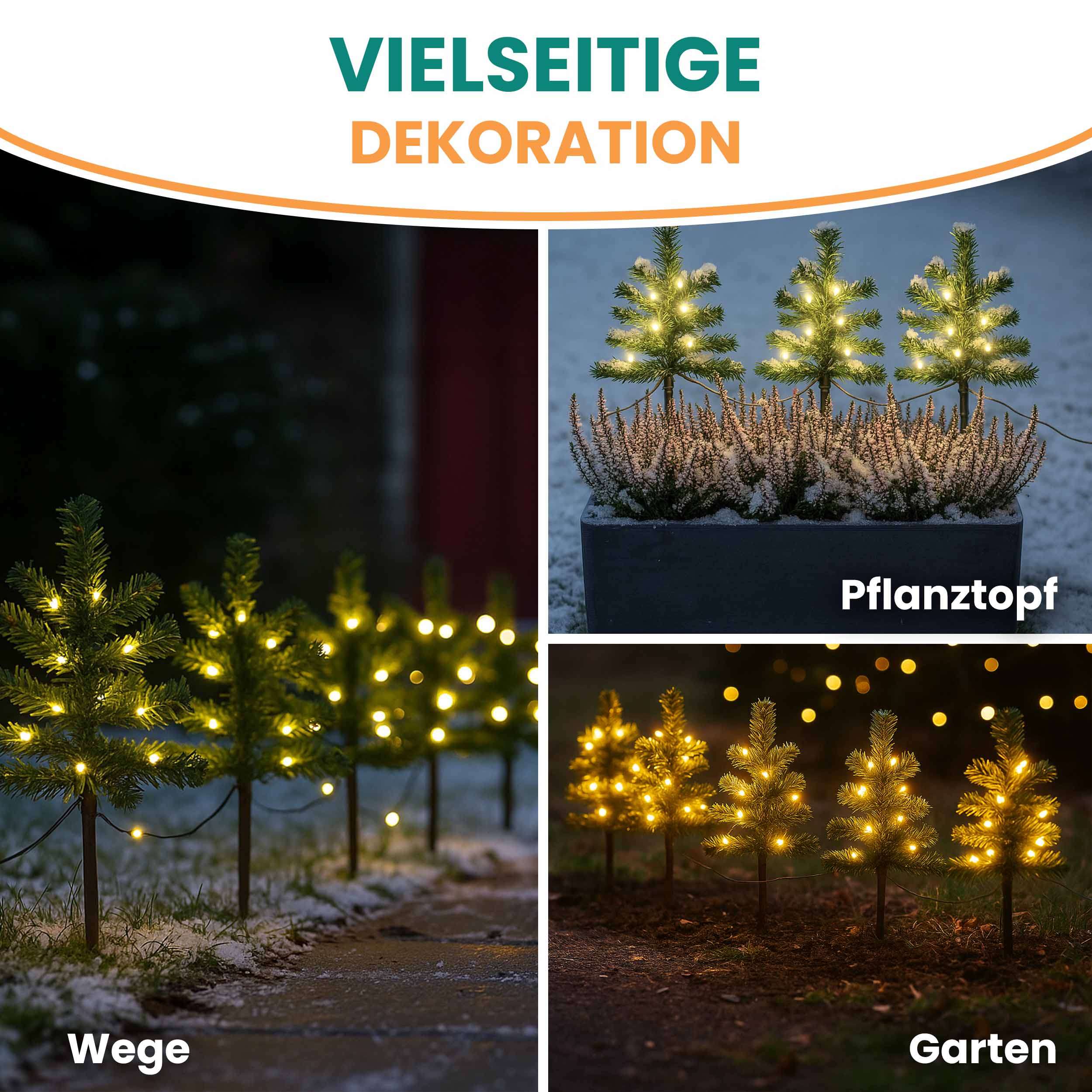 Tanne 5er Set mit LED warmweiß Lichterkette Weihnachtsbäumen Mini-Tannen Weihnachtsdekoration