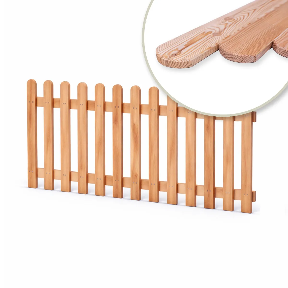 Holzpaket für Gartenzaun Lattenzaun inkl. Schrauben 180 cm breit Lärche natur Typ A 150 cm hoch
