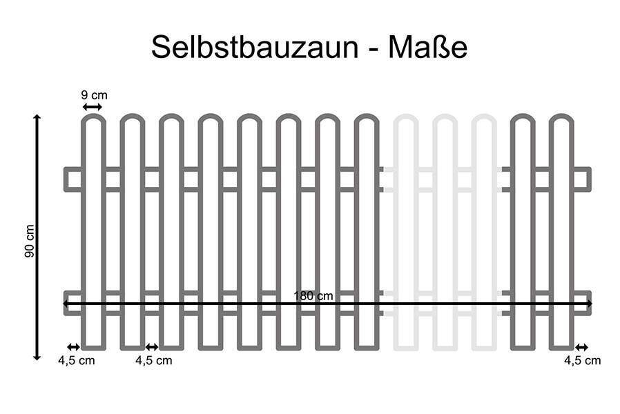 Holzpaket für Vorgartenzaun aus Lärchenholz Holzzaun mit 2 Riegeln