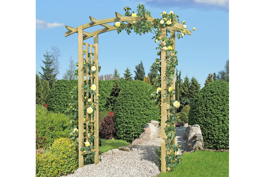 Torbogen Pergola Holzbogen aus Holz KDI mit Rankgitter Rosenbogen Rankhilfe