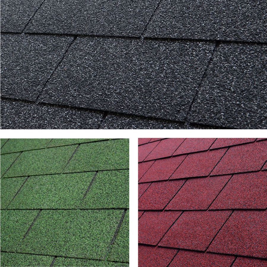 Bitumen Dachschindeln 2 m² rechteckig schwarz rot grün